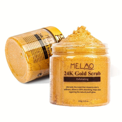24K Gold Scrub, Exfoliate Face & Body Salt Scrub