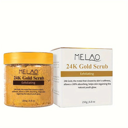 24K Gold Scrub, Exfoliate Face & Body Salt Scrub
