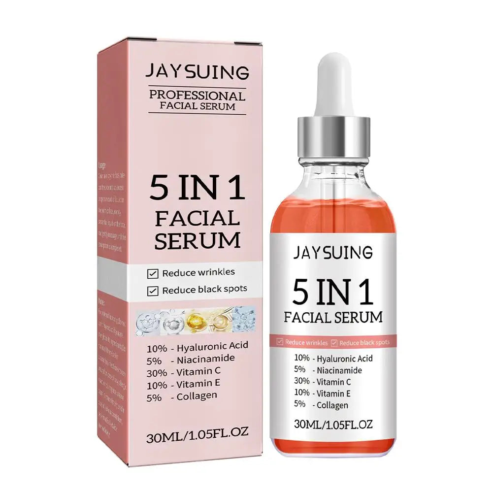 5 In 1 Moisturizing Whitening Anti Wrinkle Aging Vitamin C Hyaluronic Acid Facial Serum