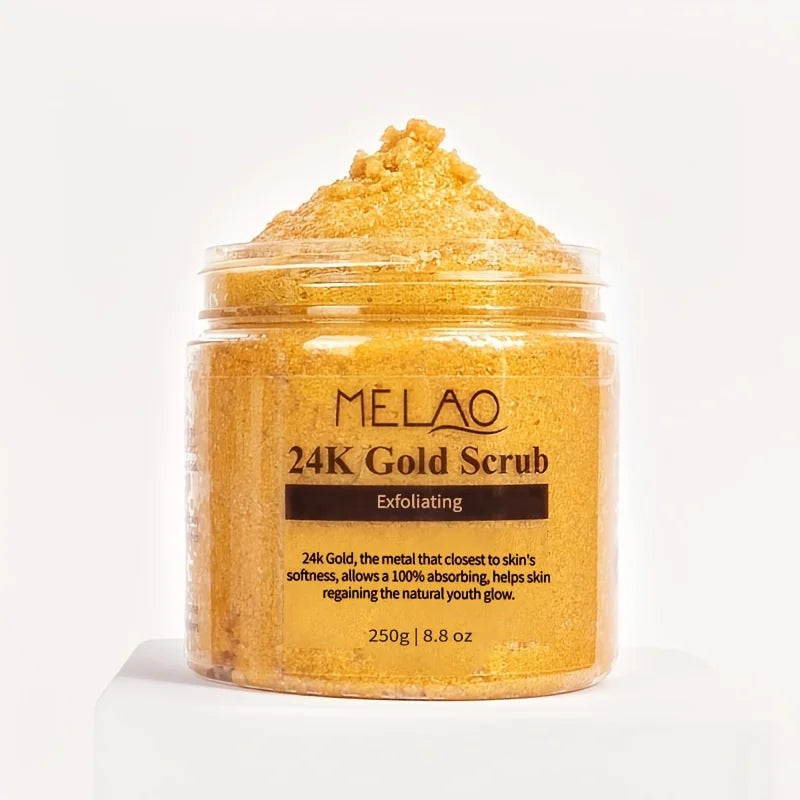 24K Gold Scrub, Exfoliate Face & Body Salt Scrub