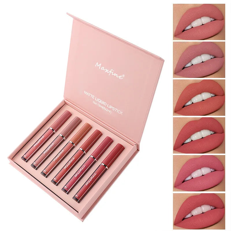 Matte Lip Gloss Set 6 Color Lipstick